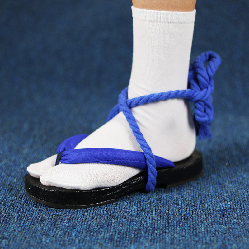 Geta Wooden Sandal - Niebieskie sandały Geta z paskami –