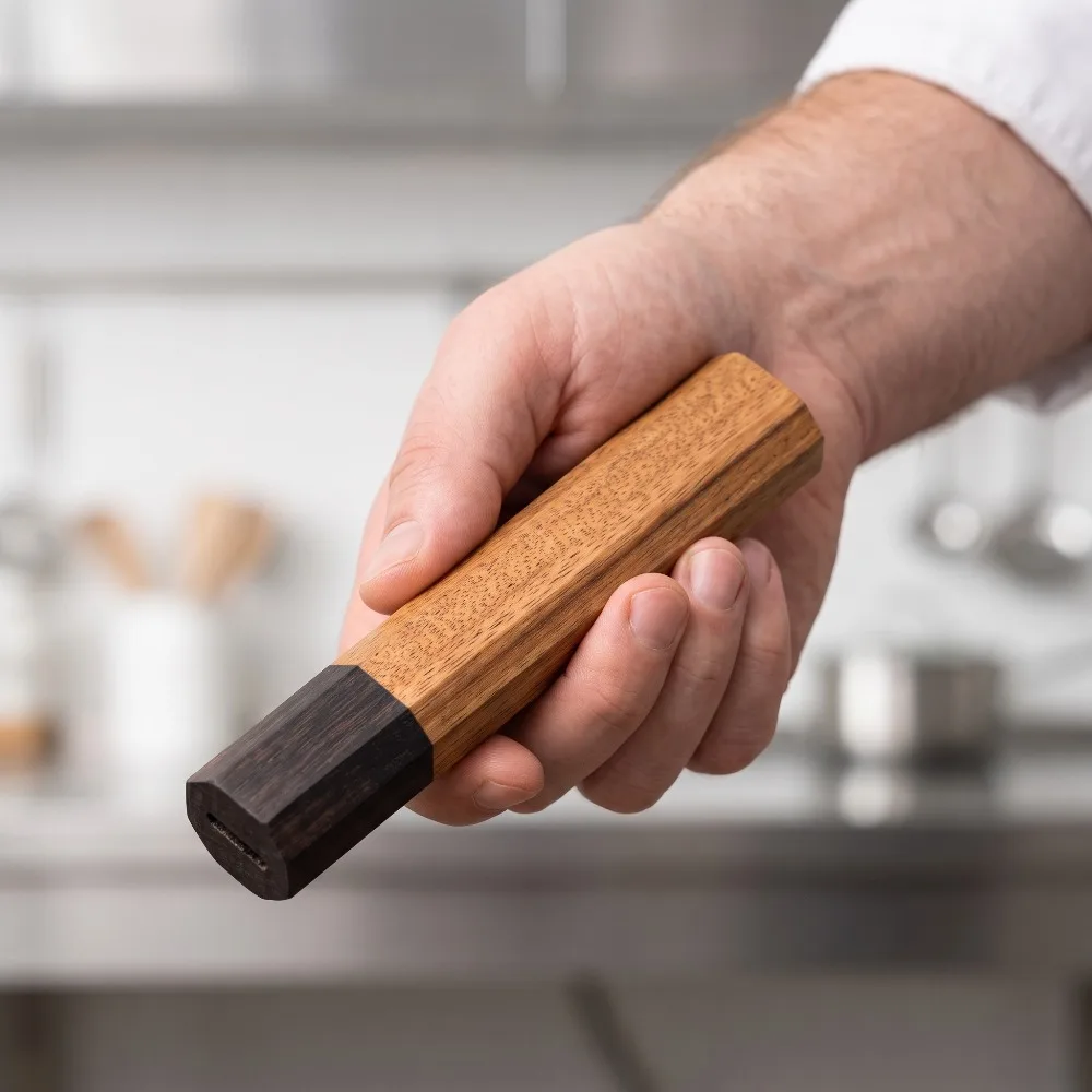 Japanese Knife - Ośmiokątny uchwyt z litego drewna, polerowany