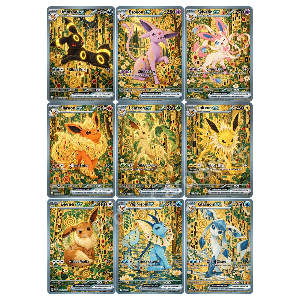 Japanese Fan - 9 szt./zestaw Eeveelution Kolekcja w złotym