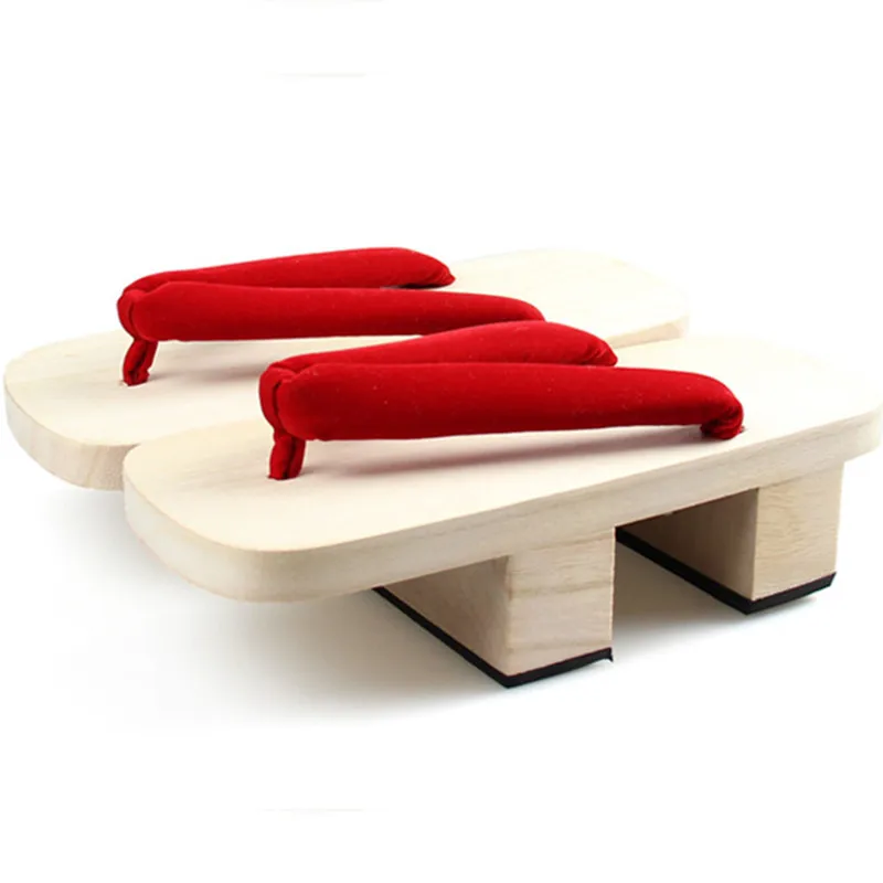 Geta Wooden Sandal - Buty Cosplay damskie podwójne szpilki drewniane